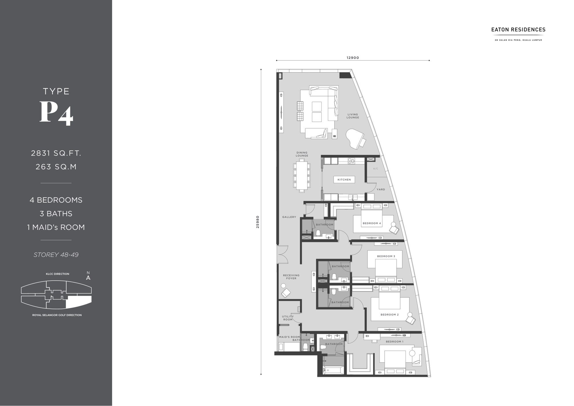 Type P4 floor plan, 2831 sq ft